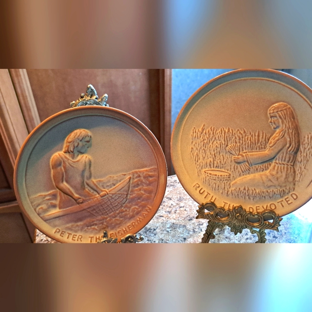 Teenagers of the Bible Decorative Plates by Frankoma Pottery 5th-Peter 8th-Ruth